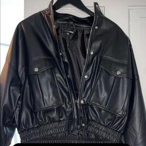 Faux leather jacket by fashion nova